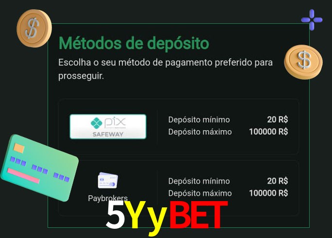 O cassino 5Yybet oferece uma grande variedade de métodos de pagamento